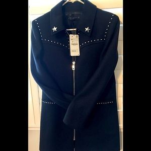 Zara Woman Black Wool Blend Zipper Jacket